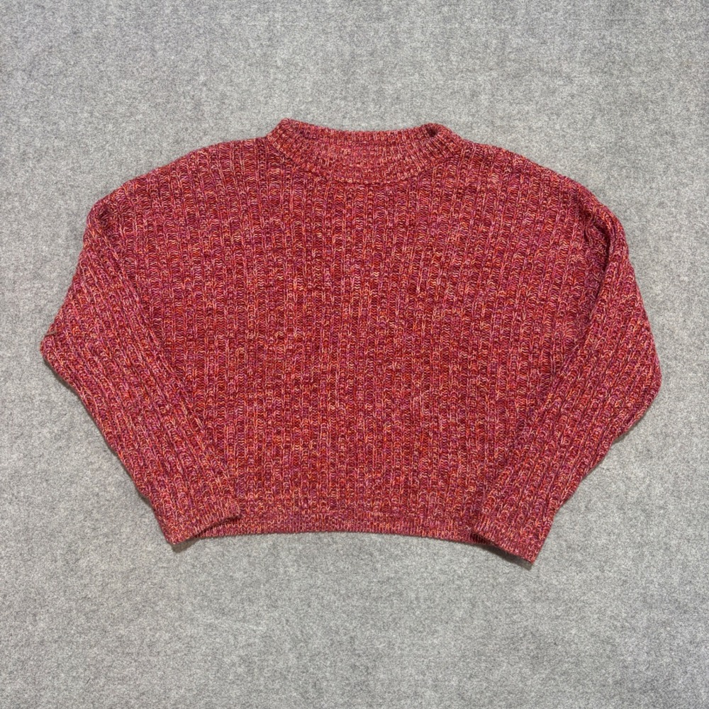 Universal Thread Womens XL Cropped Chunky Knit Sweater Space Dye Pink Orange